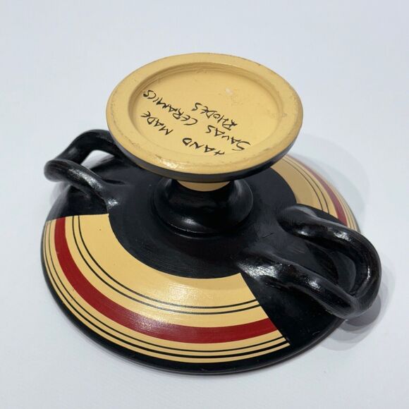 Vintage Hand Made Savas Ceramics Rhodes Small Pedestal Bowl Greek Figures (A9) - Picture 12 of 16